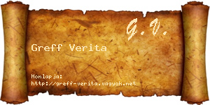 Greff Verita névjegykártya